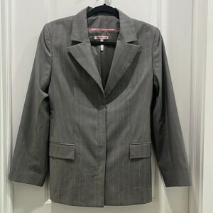 Rodier Gray Pinstripe Tapered Tailored Blazer Sz 44